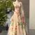 cream floral silk lehenga with free size upto 44