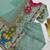 sea green color digital print with real mirror handwork and hanging lace border silk blend kurti palazzo set