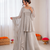 Light grey art silk foil work designer plazzo suit