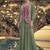 Sage green & rani pink faux chinon silk embroidered readymade indian dress