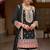 Black faux chinon embroidered readymade sharara suit