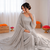 Light grey art silk foil work designer plazzo suit