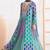Blue & turquoise faux chinnon anarkali kurta with dupatta