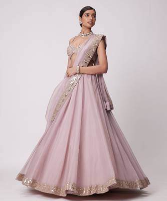pink organza lehenga set 1