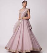 pink organza lehenga set
