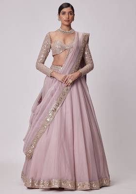 pink organza lehenga set 2