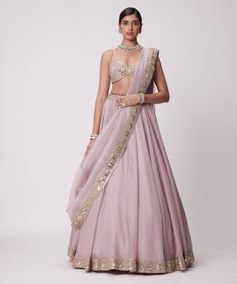 pink organza lehenga set 3