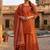Cotton lahariya rust short kurti-kali plazzo-dupatta set