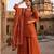 Cotton lahariya rust short kurti-kali plazzo-dupatta set