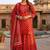 Cotton lahariya maroon short kurti-kali plazzo-dupatta set