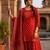 Cotton lahariya maroon short kurti-kali plazzo-dupatta set