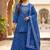 Cotton lahariya blue short kurti-kali plazzo-dupatta set