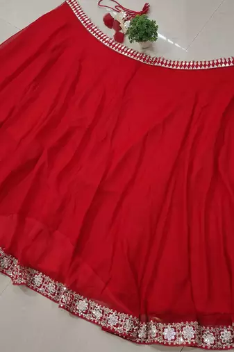 Red Organza Silk Wedding Lehenga Choli