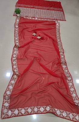 Red Organza Silk Wedding Lehenga Choli 5