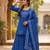 Cotton lahariya blue short kurti-kali plazzo-dupatta set
