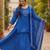 Cotton lahariya blue short kurti-kali plazzo-dupatta set