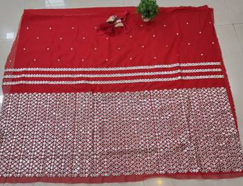 Red Organza Silk Wedding Lehenga Choli 6