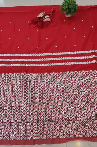 Red Organza Silk Wedding Lehenga Choli