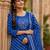 Cotton lahariya blue short kurti-kali plazzo-dupatta set