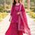 Cotton lahariya pink short kurti-kali plazzo-dupatta set