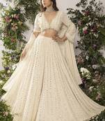 Ivory Lehenga Choli with 5MM Sequin & Tone-on-Tone Thread Embroidery