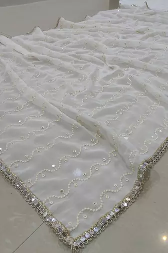 Ivory Lehenga Choli with 5MM Sequin & Tone-on-Tone Thread Embroidery