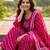 Cotton lahariya pink short kurti-kali plazzo-dupatta set