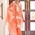 Orange embroidered poly cotton jacquard straight