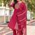 Pink embroidered  cotton blend
 kurta set with dupatta straight