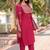 Pink embroidered  cotton blend
 kurta set with dupatta straight