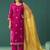 Pink embroidered work chinnon straight