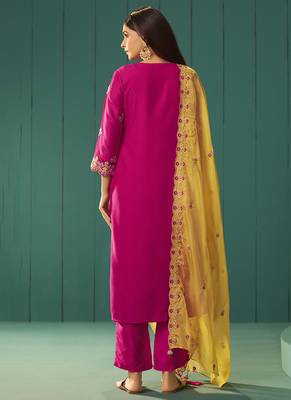 Pink embroidered work chinnon straight 2