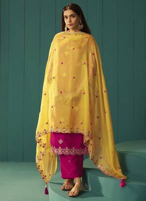 Pink embroidered work chinnon straight 3