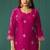 Pink embroidered work chinnon straight