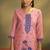 Pink jacquard art silk straight