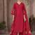 Red embroidered chinnon straight