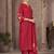 Red embroidered chinnon straight