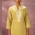 Yellow schiffly with embroidered cotton blend straight