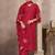 Red embroidered chinnon straight