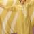 Yellow schiffly with embroidered cotton blend straight