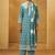 Turquoise blue embroidered cotton straight