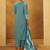 Turquoise blue embroidered cotton straight