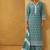 Turquoise blue embroidered cotton straight
