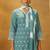 Turquoise blue embroidered cotton straight