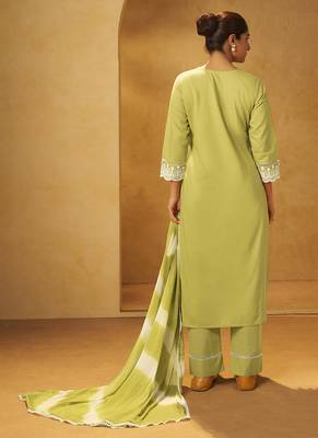 Light green schiffly with embroidered  cotton straight 2