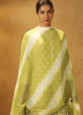 Light green schiffly with embroidered  cotton straight 5