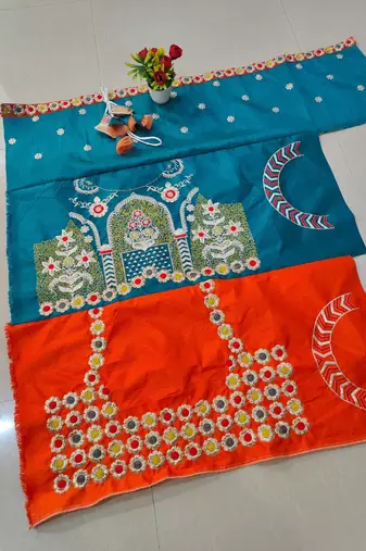 Multicolor Printed French Crepe Silk Navratri Lehenga Choli