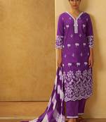Purple schiffly with embroidered cotton straight