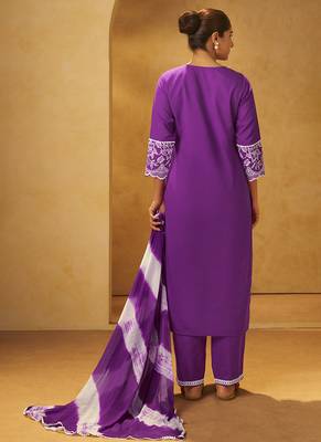 Purple schiffly with embroidered cotton straight 3