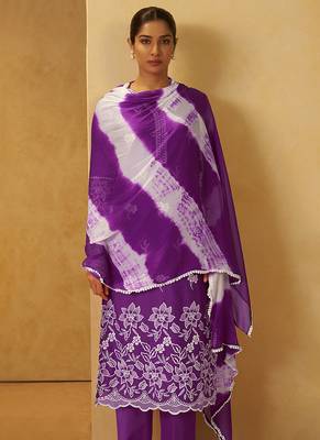 Purple schiffly with embroidered cotton straight 5